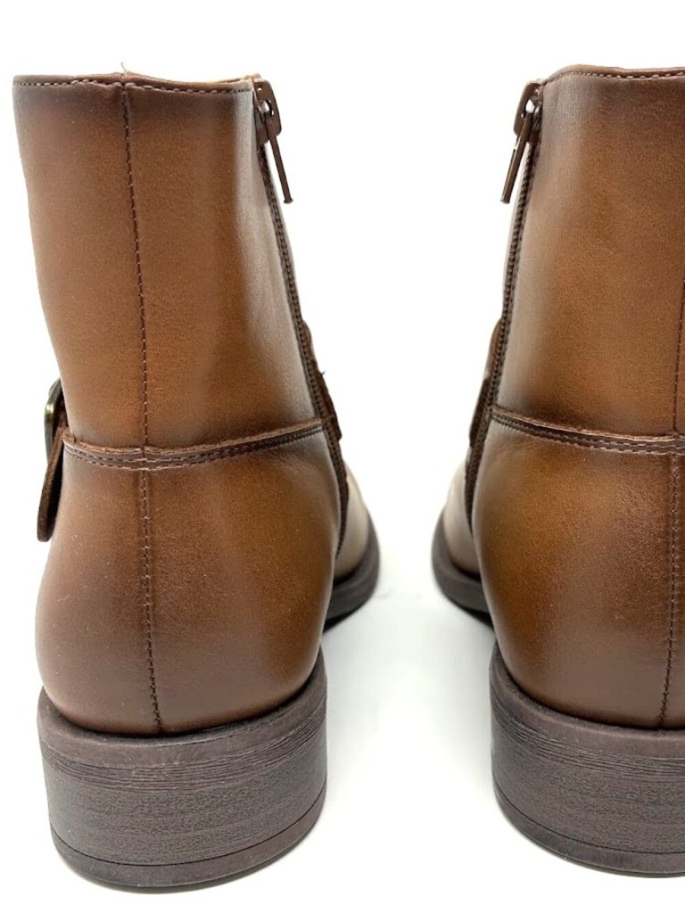 FRYE AND CO. Cormac Brown Faux Leather Ankle Boots Women’s 7M Buckle Zip Short - Picture 10 of 10